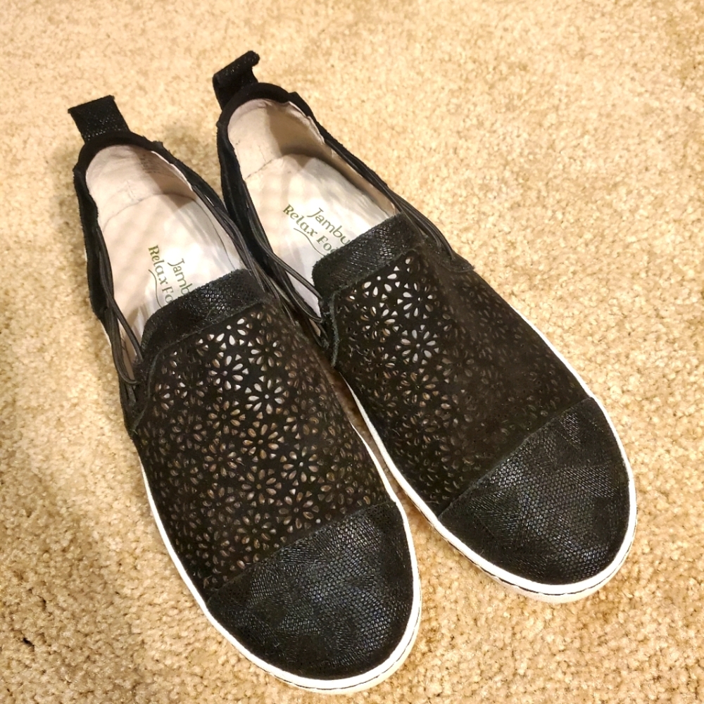 NEW Jambu Women's Erin Slip on Black Leather 7.5
